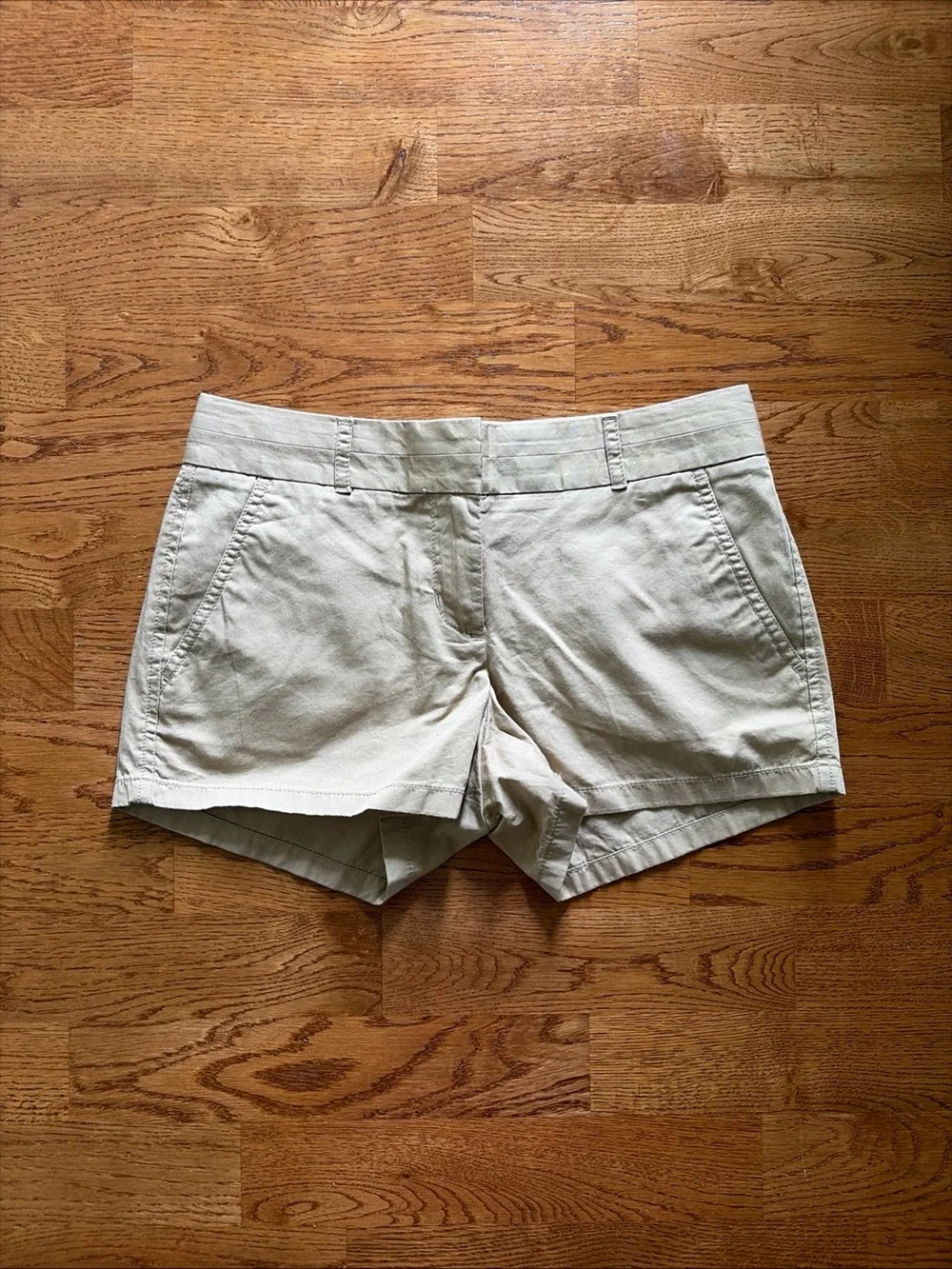 J.Crew Factory Broken-In Chino Shorts 00 Pockets Women Khaki Cotton Low Rise